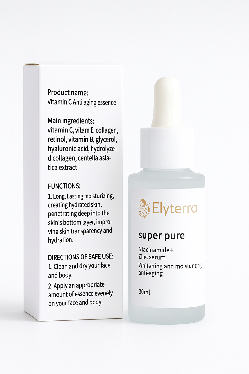 Sérum Visage Super Pure – Niacinamide + Zinc – Éclat & Hydratation - 30ml – Elyterra